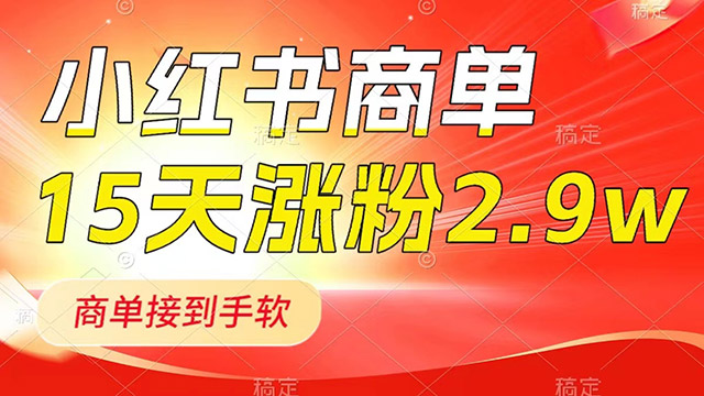 小红书商单最新玩法，新号15天2.9w粉，商单接到手软，1分钟一篇 笔记