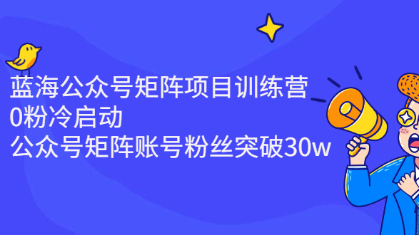 蓝海公众号矩阵项目训练营，0粉冷启动，公众号矩阵账号粉丝突破 30w