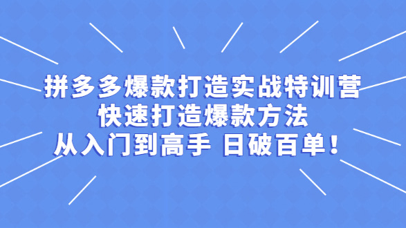 拼多多爆款打造实战特训营: 快速打造爆款方法，从入门到高手日破百单